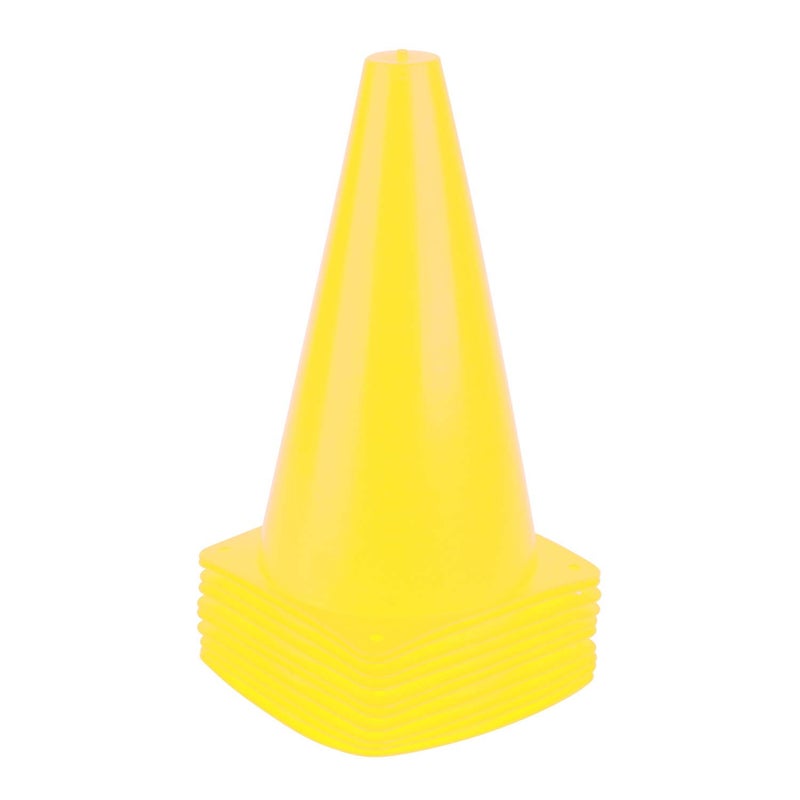 Fragraim 9 Inch Plastic Training Traffic Cones, Sport Cones, Agility Field Marker Cones for Soccer Basketball Football Drills Training, Outdoor Activity or Events - 10 Pack, Yellow - Image 1